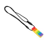 Taidda Collar Colgante Impermeable con Forma de Bloque de Construcción de Mordedor de Silicona para Autismo y TDAH, Azul (Mordedor de bloques de construcción arcoíris #15)