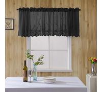 Taidda Cortina Pequeña con Cenefa, Cortina de café de Encaje con Drapeado Resistente a la Abrasión para Cocina, Cafetería, Sótano, Adecuada para Decoración Moderna de Granja Francesa, Juego de 1