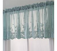 Taidda Cortina Pequeña con Cenefa, Cortina de café de Encaje con Drapeado Resistente a la Abrasión para Cocina, Cafetería, Sótano, Adecuada para Decoración Moderna de Granja Francesa, Juego de 1