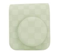 Taidda Funda Protectora para Cámara Vintage Checkerboard Plaid Mini 12 con Solapa Superior Extraíble, Bolsa de Almacenamiento de Viaje de Cuero para Mini 12, Correa de Hombro Ajustable (Green)