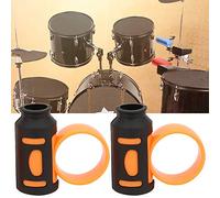 Taidda Herramienta Auxiliar Giratoria para Baterista, Clamp/Holder de Control de Baqueta, Controlador de Dedo Antideslizante para Baquetas, 2 Accesorios para para Principiantes (naranja negro)