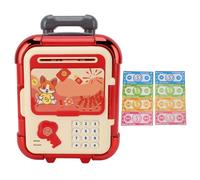 Taidda Hucha de Maleta para Niños, Caja de Ahorro de Dinero Electrónica de Dibujos Animados con Ranura Automática para Billetes y Bloqueo de Contraseña de Huella Digital (Rojo)