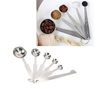 Taidda Juego de Cucharas Medidoras de 5 Uds, Cucharas Medidoras de Acero Inoxidable 304 con Círculo Colgante y Escala Transparente, para Hornear, Cocinar y Cocinar