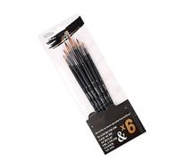 Taidda Juego de Pinceles para Pintura Acrílica, Cerdas Profesionales de Nailon Suave, Pinceles de Acuarela para Artistas, Estudiantes, Pintores, de Abedul, 6 uds. (Pico Redondo)