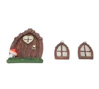 Taidda Juego de Ventana de Puerta de Hadas en Miniatura, Decoración Luminosa del Hogar de Gnomo, Decoración de Luz Nocturna con Energía Solar para Jardín, árboles, Patio, Patio y Habitación de Niños