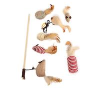 Taidda Juego Surtido de Juguetes Interactivos para Gatitos de Lino, Varita de Plumas para Gatos con Ratones, Suministro de Juguetes para Mascotas para Jugar y Promover la Coordinación de Gatos