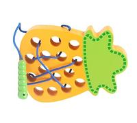 Taidda Juguete de Cordones de Madera Montessori, Gusano Compacto Que Come Fruta, Juguete para Enhebrar para Reconocimiento de Colores y Formas (Fruta)