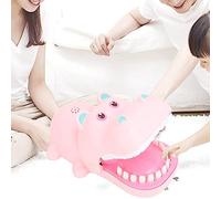 Taidda Juguete de Hipopótamo de Dibujos Animados Portátil con Dientes para Divertido Juego de Morder los Dedos para Niños Material Ligero y Ecológico (Pink)