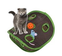 Taidda Juguete Interactivo para Gatos y Mascotas, Ratón para Esconder y Buscar, Juguete para Gatos con 9 Agujeros, Diseño Plegable con Bola de Campana para Participar en el Tiempo de Juego