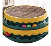 Taidda Juguete Rascador de Pelota para Gato, Pelota de Juguete Integrada, Almohadilla para Rascar de Gran Espacio para Gatos, Material de Resina Pet (Amarillo Fluorescente)