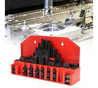 Taidda Kit de Abrazadera con Ranura en T para Molino, Placa de Prensa Resistente para Tornos, 58 Piezas, Abrazadera M12, Piezas de Trabajo Reales/cuadradas/paralelas, Oxidado en Negro