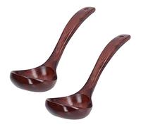 Taidda Kit de Cuchara de Madera de Borde Redondo, Fácil de Usar para Olla, 2 Cucharones de Madera con Extendido para Colgar, Exquisita Cuchara de para un Estilo Simple (boca ancho 9CM)