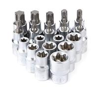 Taidda Kit Puntas Vaso Hexagonales con Forma Estrella 1/2 Pulgadas 19 Uds., Acero Al Cromo Vanadio Ranura para Tarjeta Antideslizante para Reparación y Mantenimiento Automóviles