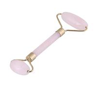 Taidda Masajeador facial, Rodillo de belleza de doble cabeza 1 pieza de cristal de cuarzo rosa Herramienta de masaje de cuello facial con rodillo de belleza de doble cabeza
