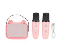 Taidda Mini Máquina de Karaoke de Juguete, Altavoz Portátil con 2 Micrófonos Inalámbricos, Versión de Micrófono Dual para Cantar en Fiestas de Viaje en Casa (Pink)