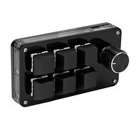 Taidda Mini Teclado Mecánico para Juegos con una Sola Mano, Teclado Programable con Acceso Directo para, OS X Office Game Music Media Acrílico Azul 6 Teclas (Todo Negro)