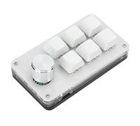Taidda Mini Teclado Mecánico para Juegos con una Sola Mano, Teclado Programable con Acceso Directo para, OS X Office Game Music Media Acrílico Azul 6 Teclas (en Blanco y Negro)