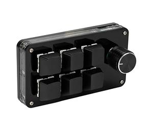 Taidda Mini Teclado Mecánico para Juegos con una Sola Mano, Teclado Programable con Acceso Directo para, OS X Office Game Music Media Acrílico Azul 6 Teclas (Todo Negro)