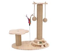 Taidda Poste Rascador para Gatos, Cuerda de Sisal Natural y Base de Madera con Juguete de Peluche, para Protección de Muebles de Gatos de Interior, 15 X 18,11 Pulgadas (Madera Maciza 46 cm de .)