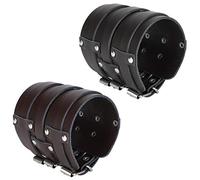Taidda Pulsera de Cuero Ancho, Cinturón de Muñeca de Cuero 2pcs Pulsador Ancho Pulsador de Espuma de Retro Ajustable Banda de Muñeca de de Artificial Banda de de Negro Marrón Negro