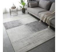 Taidianolp Alfombra cuadrada sala de estar, gris 150x150 cm, lavable, pelo corto, apta mascotas, colores neutros, diseños abstractos