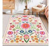 Taidianolp Alfombra de área para sala de estar, decoración del hogar, 160 x 200 cm, alfombra suave de pelo corto, dormitorio, comedor mediano, rojo, verde, rosa y amarillo, multicolor con estampado de
