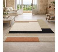 Taidianolp Alfombra de salón moderna de pelo corto, moderna, geométrica, beige, gris, negro, naranja, 180 x 210 cm, decoración de alfombras grandes para salón, dormitorio de matrimonio,
