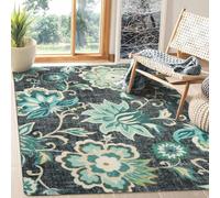 Taidianolp Alfombra decorativa para habitación, diseño moderno, diseño floral, color turquesa, negro y amarillo, multicolor, 120 x 120 cm, lavable de pelo corto, alfombra de diseñador moderno para