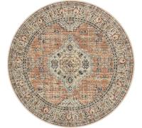 Taidianolp Alfombra decorativa para habitación, naranja, crema y amarillo, diseño oriental moderno, multicolor, redonda, 90 cm, lavable, alfombra de cocina, decoración para habitación juvenil