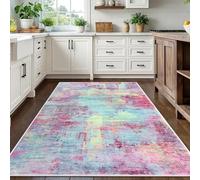 Taidianolp Alfombra decorativa para habitación, rojo, verde, azul, amarillo, acuarela, moderna, multicolor, 200 x 200 cm, antideslizante, lavable, alfombra grande, salón o dormitorio