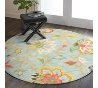 Taidianolp Alfombra decorativa para habitación, turquesa, rojo, amarillo, estampado floral, moderna, vintage, multicolor, redonda, 200 cm, antideslizante, lavable, alfombra grande, salón, dormitorio