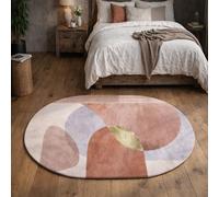 Taidianolp Alfombra Oval Salón Decoración,Moderno, geométrico, Abstracto, Rojo Claro, Violeta, Beige, Amarillo, Gris pardo, 60 x 120 cm, Sala de estar Dormitorio Aesthetic Room Decor,