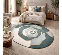 Taidianolp Alfombra ovalada decorativa para habitaciones, diseño moderno de flores en verde, amarillo, blanco y gris, 90 x 180 cm, alfombra de pelo corto, pasillo, cocina, dormitorio, balcón