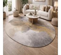 Taidianolp Alfombra ovalada para salón, moderna, de pelo corto, color amarillo, gris, 100 x 160 cm, decoración para el hogar moderno, dormitorio