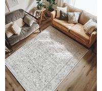Taidianolp - Alfombra para salón, decoración, diseño oriental, vintage, gris neutro, con motivos florales tradicionales, gris, 180 x 240 cm, alfombra suave, pelo corto, lavable, parte inferior
