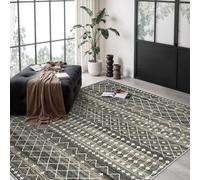 Taidianolp Alfombra Salón Decoración, Patrón geométrico Vintage Negro, Azul, Crema y Blanco, Multicolor, 90 x 150 cm, Sala de estar Dormitorio Aesthetic Room Decor,