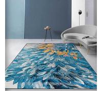 Taidianolp Alfombras cuadradas para sala de estar, azul, 90 x 90 cm, azul, gris, naranja, amarillo, patrones de acuarela, modernos, 3 x 3 pies, alfombra pequeña suave para dormitorio, alfombra de