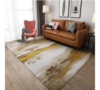 Taidianolp Alfombras de área para sala de estar, amarillo, 150 x 180 cm, diseño moderno abstracto marrón amarillo, alfombras lavables de 1,5 x 1,8 m, alfombra de interior y exterior