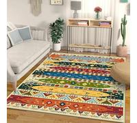Taidianolp Alfombras de área para sala de estar, coloridas, 110 x 180 cm, multicolor, verde azulado, verde, naranja, amarillo, a rayas, vintage, suave, para dormitorio, interiores, decoración del