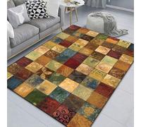 Taidianolp Alfombras de área para sala de estar, multicolor, 120 x 180 cm, rojo, naranja, azul y verde, retazos a cuadros, vintage, 1,2 x 1,8 m, para interiores y exteriores, decoración de suelo,