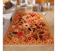 Taidianolp Alfombras grandes de 2 x 2,8 m, diseño floral rojo y naranja, estampado moderno, multicolor, 200 x 280 cm, alfombras lavables para sala de estar, dormitorio, apartamento