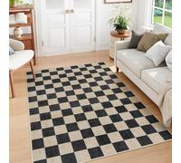 Taidianolp Alfombras grandes de 2 x 2,8 m, diseño geométrico a cuadros negro y beige, negro, 200 x 280 cm, alfombras lavables para sala de estar, dormitorio, apartamento