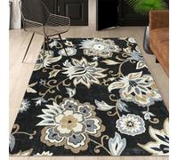 Taidianolp Alfombras grandes de 2 x 2,8 m, negro, marrón, beige, blanco, floral, contemporáneo, negro, 200 x 280 cm, alfombras lavables para sala de estar, dormitorio, apartamento
