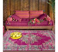 Taidianolp Alfombras lavables, decoración de sofá, fucsia, 150 x 210 cm, fucsia, rojo, verde, amarillo, floral, desgastado, elegante, vintage, alfombra de 1,5 x 2,1 m para salón, casa de campo,