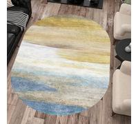 Taidianolp Alfombras ovaladas, 0,8 x 1,5 m, amarillo abstracto, beige, azul, blanco, gris, 80 x 150 cm, alfombra de interior para decoración de habitación para adolescentes y niñas, alfombra estética