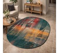 Taidianolp Alfombras ovaladas, 1,5 x 2,1 m, abstracto, moderno, colorido, verde, rojo, naranja, amarillo, beige, 155 x 215 cm, alfombra lavable para sala de estar, dormitorio, estética
