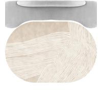 Taidianolp Alfombras ovaladas para sala de estar, decoración del hogar, crema, 120 x 170 cm, diseño de rayas beige crema, modernas, decoración estética de dormitorio, regalos para hombres y mujeres