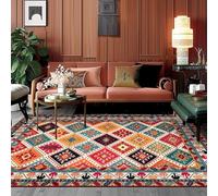 Taidianolp Alfombras para sala de estar, decoración del hogar, 140 x 200 cm, antideslizantes, lavables, para dormitorio, alfombra de pelo bajo, colorido, rojo, naranja, azul, verde, vintage,