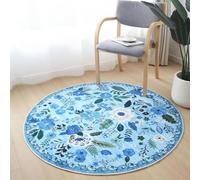 Taidianolp Alfombras personalizadas, diseños florales azules, estampados modernos, multicolor, redondas, 150 cm, alfombra lavable debajo del escritorio, alfombra de pelo bajo, alfombra de suelo de