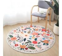 Taidianolp Alfombras personalizadas, rojo, blanco, azul, verde, diseños florales, estampados modernos, multicolor, redondas, 90 cm, alfombra para sala de estar, dormitorio, decoración estética